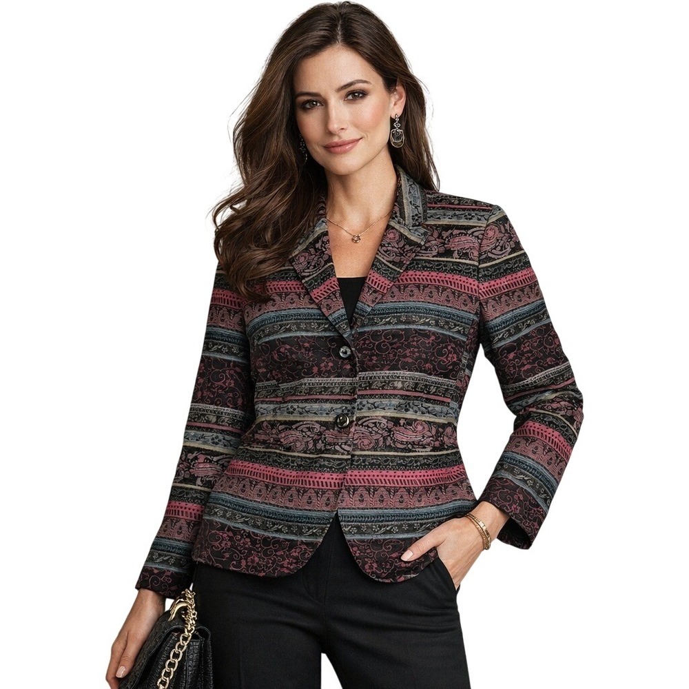 Eclectic Koret Tapestry Blazer Dark Academia Boho Paisley Whimsigoth Size 14